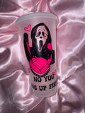 Personalised Ghost Face Cup: Pink & Black Custom Order