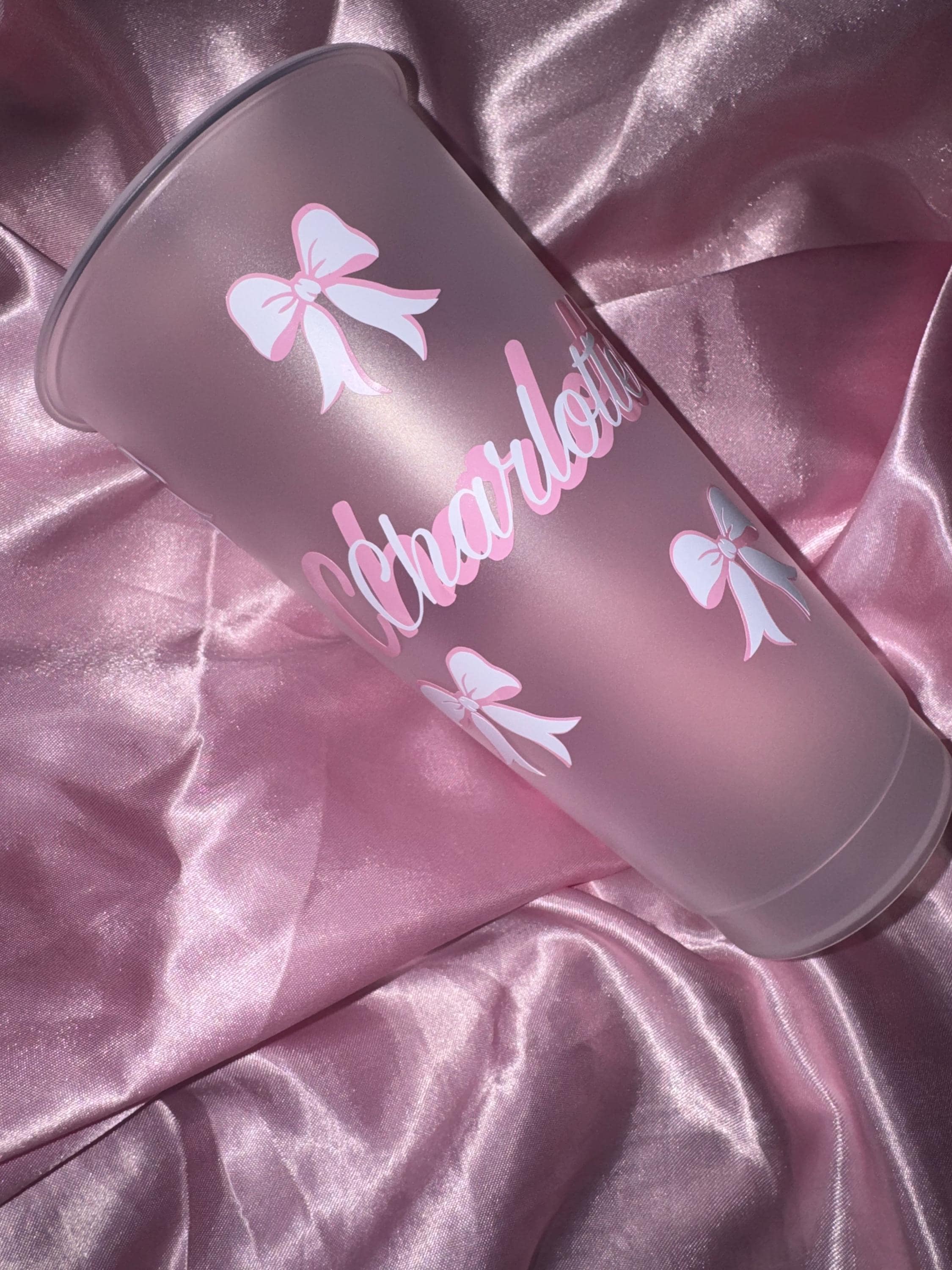 Custom Pink and White Name Cup