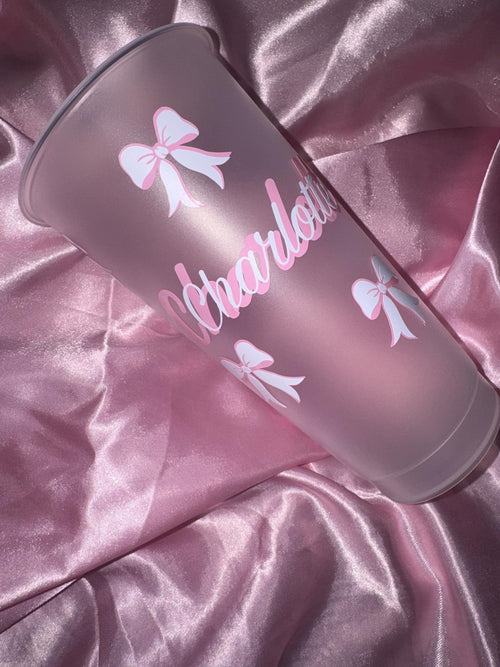 Custom Pink and White Name Cup