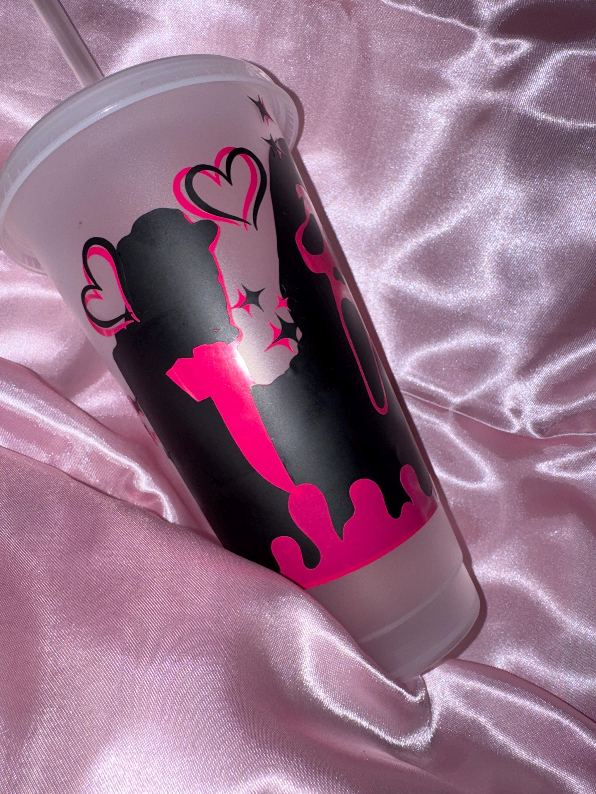 Personalised Ghost Face Cup: Pink & Black Custom Order